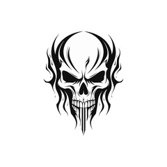 Minimalist abstract skull with ornament.