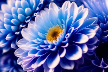 Obraz premium AI generated illustration of several blue flowers on a dark background