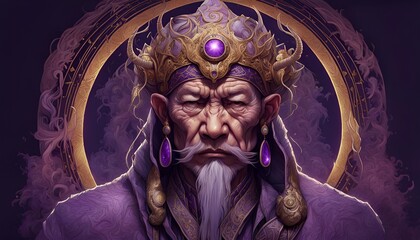 Obraz premium Mongolian Warrior in Royal Traditional Attire ~ Created with Generative AI.