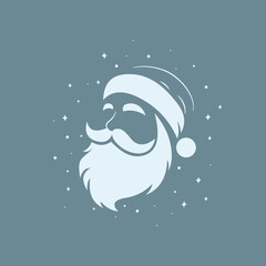 Twarz Świętego Mikołaja z brodą, wąsami i świąteczną czapką z pomponem. Ilustracja wektorowa do wykorzystania przy świątecznych projektach. - obrazy, fototapety, plakaty