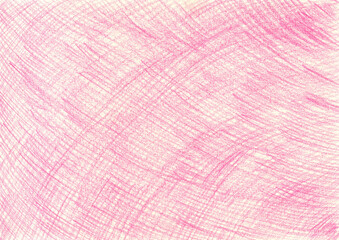 Hand drawn with colored pencils, pink art line drawing, hand drawn background. Colorful children's funny template. Pencil banner, poster, postcard.