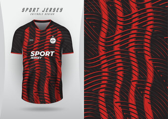background for sports jersey football jersey running racing jersey, wave, four stripes, red and black pattern.