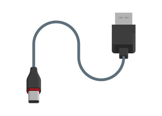 Data cable USB type C to USB. Simple flat illustration.
