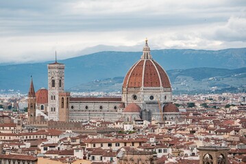 Fototapeta na wymiar Landscape of the Cathedral of Santa Maria del Fiore in Florence, Italy