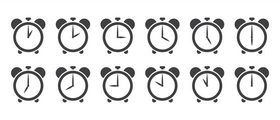 Alarm clock flat icons. Simple set of alarm clock sign vector icon isolated on tansparant background, Alarm clock concept, Time sign trendy Flat style for graphic design, Web site, UI.