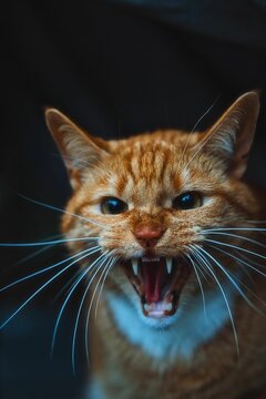 Vertical close-up of a domestic ginger cat