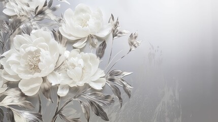 white flowers with outrights of leaves and a gradaing effect