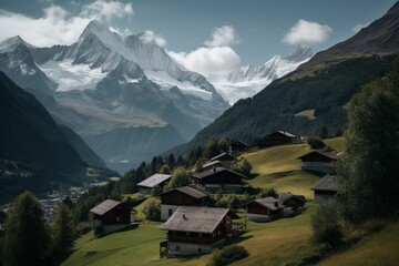 Fototapeta premium Alpine Dreams: Majestic Mountain Village