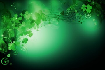 AI generated illustration of a vibrant green background with classic shamrock leaves