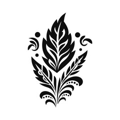Minimalist abstract leaf with ornament.