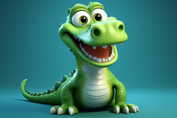 3d Rendered alligator cartoon character