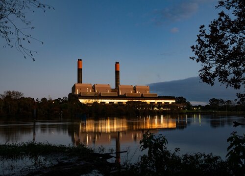 Huntley power station at dawn