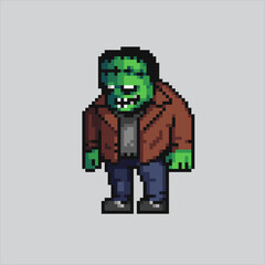 Pixel art illustration Frankenstein. Pixelated Frankenstein. Frankenstein pixelated for the pixel art game and icon for website and video game. old school retro.