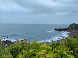 台風で荒れた九州の海