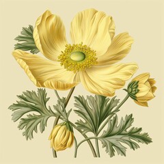 AI generated illustration of a beautiful flower on a plain background