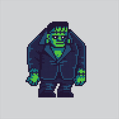 Pixel art illustration Frankenstein. Pixelated Frankenstein. Frankenstein pixelated for the pixel art game and icon for website and video game. old school retro.