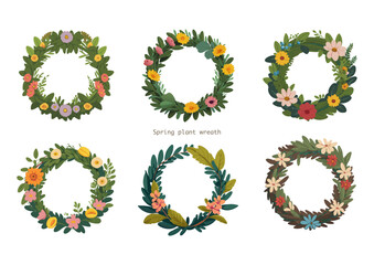 春の植物のリースのフレーム素材
