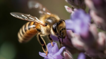 AI-generated illustration of a honeybee on a flower in a field