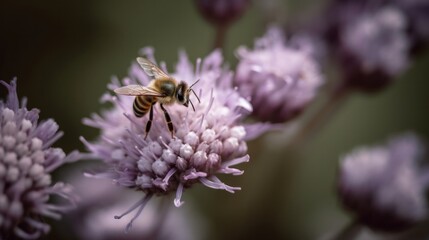 AI-generated illustration of a honeybee on a flower in a field