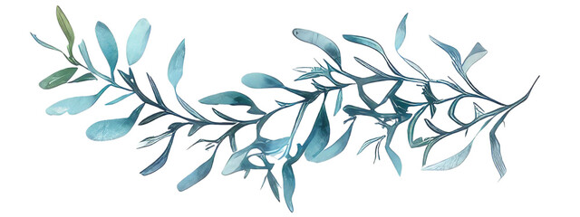 watercolor leaf isolated on transparent background