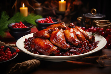 soy sauce chicken christmas and new year chinese recipes - obrazy, fototapety, plakaty