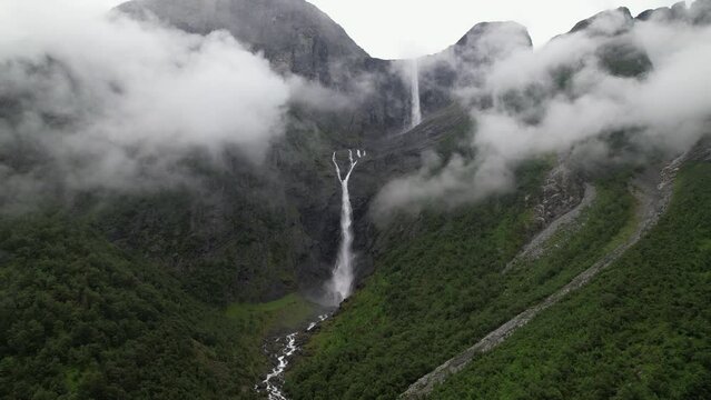 The breathtaking Mardalsfossen waterfall in the valley of Eikesdalen