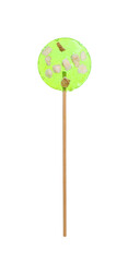Stick with light green lollipop isolated on white