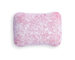 One tasty pink bubble gum isolated on white, top view