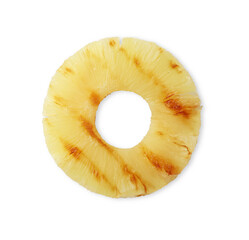 One slice of tasty grilled pineapple isolated on white, top view