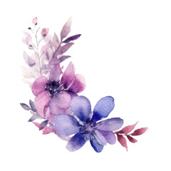 watercolor flowers wildflower border isolated on transparent background