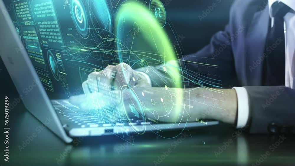 Poster virtual protection and data encryption on a laptop.