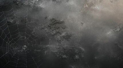 AI generated illustration of a mysterious black background with a delicate spider web