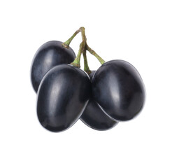 Delicious ripe dark blue grapes isolated on white