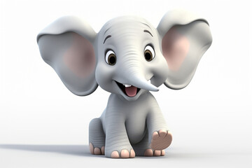 3d Rendered elephant cartoon character