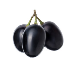 Delicious ripe dark blue grapes isolated on white