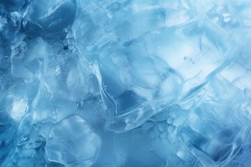 Ice texture crystal, blue tones background. Textured cold frosty surface of ice