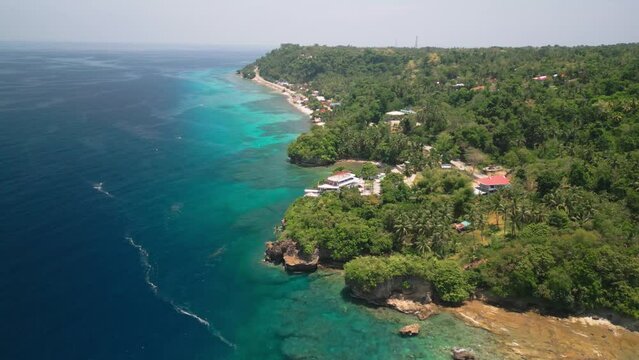 Aerial Bohol Island coastline water near Jagna Shipwreck site, Philippines