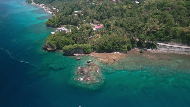Aerial view of tropical water near Jagna Shipwreck site, Bohol Philippines