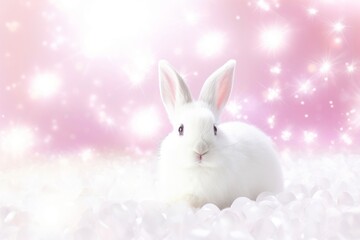 Obraz premium Close-up of cute rabbit with beautiful bokeh background