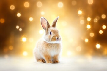 Fototapeta premium Close-up of cute rabbit with beautiful bokeh background