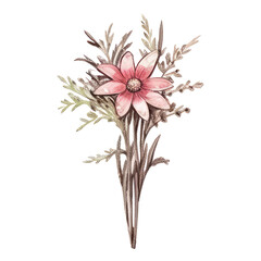 watercolor flower bouquet isolated on transparent background