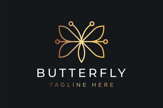 Line Art Gold Butterfly Logo