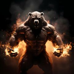 Bear grizzly fire strong spirit