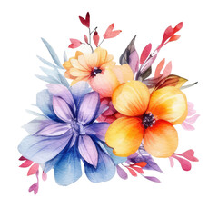 Obraz na płótnie Canvas spring floral watercolor bouquet, vibrant color isolated on transparent background