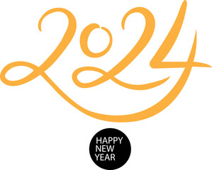 2024 Happy New Year logo text design. Vector illustration with Colorful labels logo for diaries, notebooks, calendars. 2024 number design template. Happy New Year symbol on transparent background.