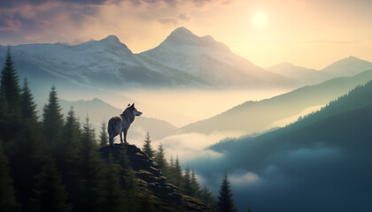 Majestic Wolf in the Misty Forest: A Breathtaking Nature Adventure