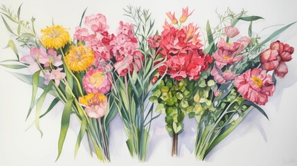 Fototapeta premium AI generated illustration of vibrant flowers on a plain background
