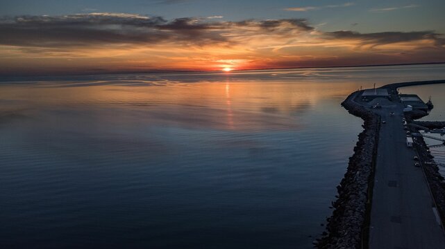Aerial view of Matane federal harbor