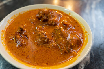 Close-up view of the Indian food chicken tikka masala