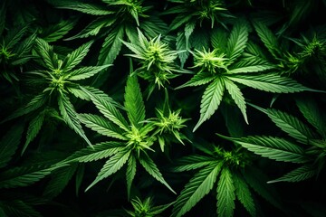 AI generated illustration of lush green marijuana plants